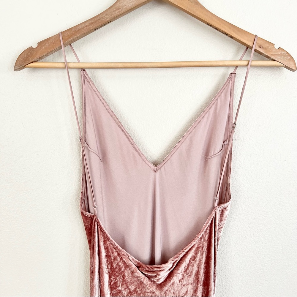 FLEUR DU MAL Platinum Rose Velvet Silk Slip Maxi Dress in Pink - Picture 8 of 11